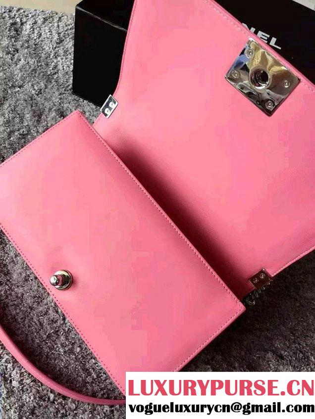 Chanel Python Chain Top Handle Boy Flap Bag A94804 Pink 2015