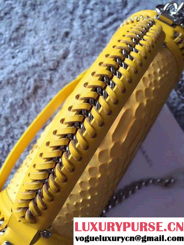 Chanel Python Chain Top Handle Boy Flap Bag A94804 Yellow 2015
