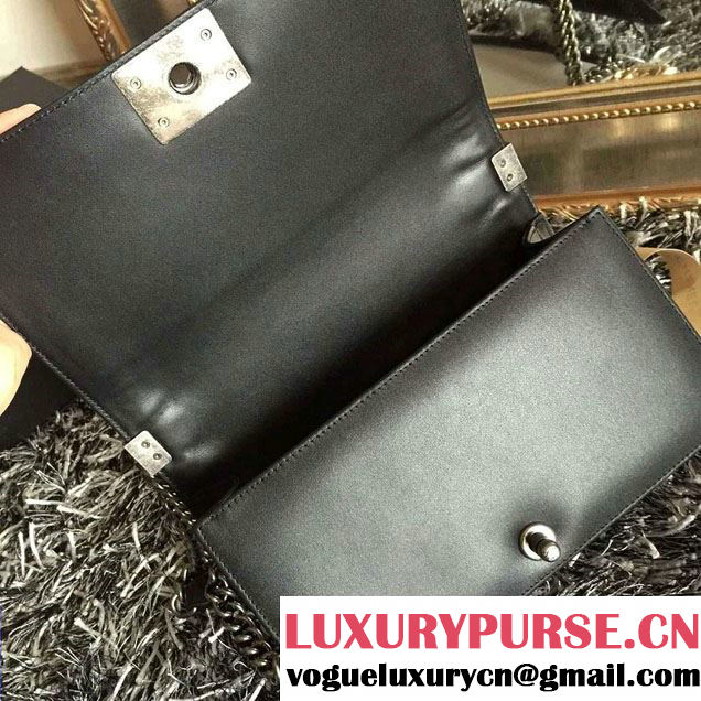 Chanel Python Chain Top Handle Boy Flap Bag A94804 Black 2015