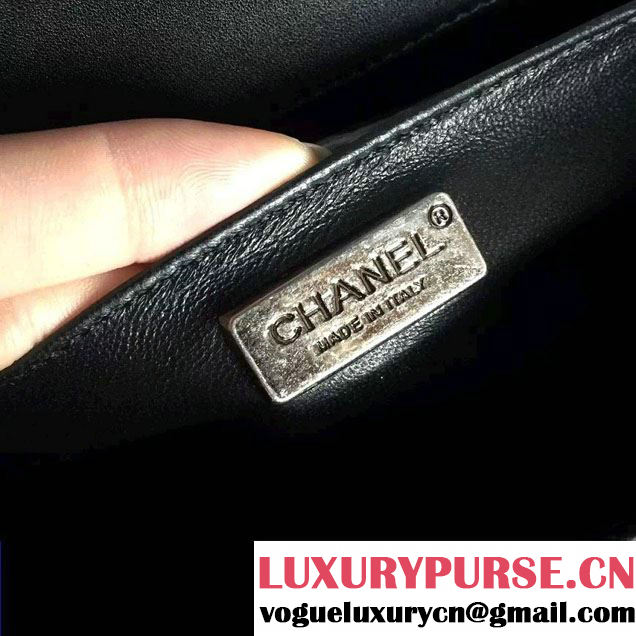 Chanel Python Chain Top Handle Boy Flap Bag A94804 Black 2015