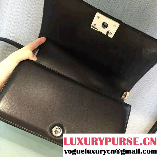 Chanel Studded Large Stitch Boy Flap Shoulder Bag Black 2016