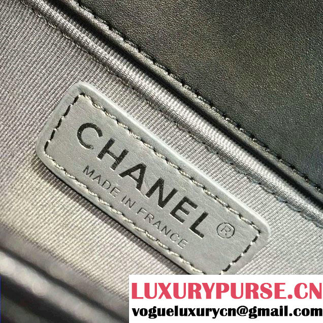 Chanel Studded Large Stitch Boy Flap Shoulder Bag Black 2016