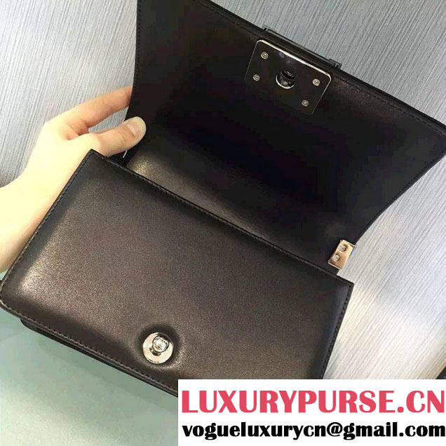 Chanel Studded Large Stitch Boy Flap Shoulder Bag Black 2016