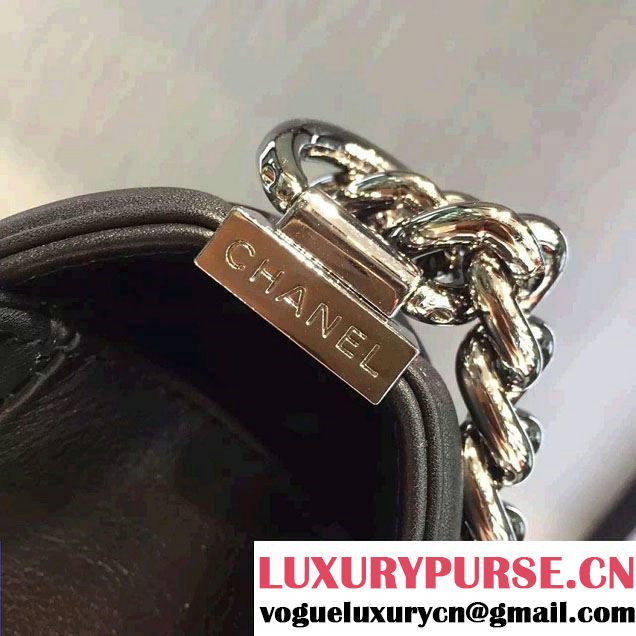 Chanel Studded Large Stitch Boy Flap Shoulder Bag Black 2016