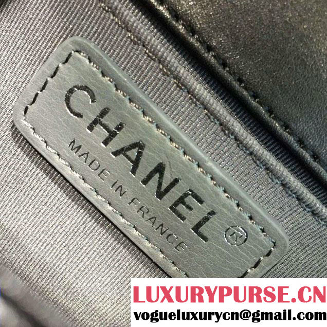 Chanel Studded Large Stitch Boy Flap Shoulder Bag Black 2016