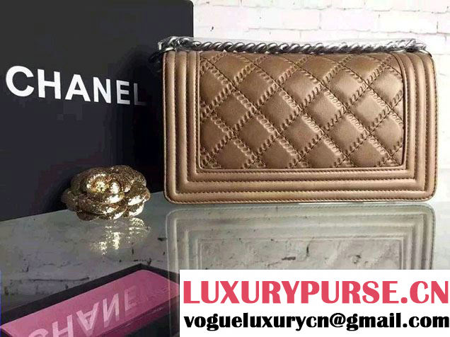 Chanel Boy Quilted Flap Shoulder Medium Bag Brown