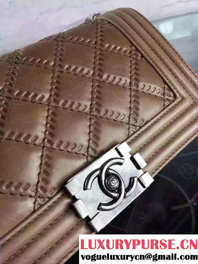 Chanel Boy Quilted Flap Shoulder Medium Bag Brown