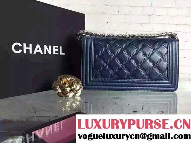 Chanel Boy Quilted Flap Shoulder Medium Bag Blue