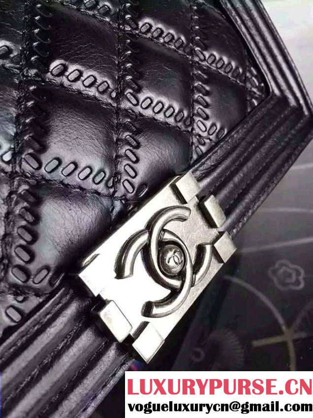 Chanel Boy Quilted Flap Shoulder Medium Bag Black