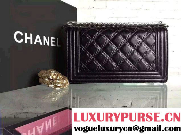 Chanel Boy Quilted Flap Shoulder Medium Bag Black