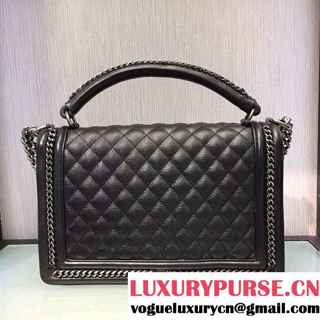 Chanel Chain Top Handle Boy Flap New Medium Bag A94804 Black 2016