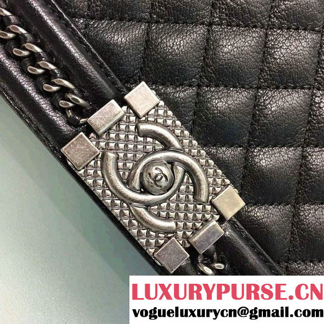 Chanel Chain Top Handle Boy Flap New Medium Bag A94804 Black 2016