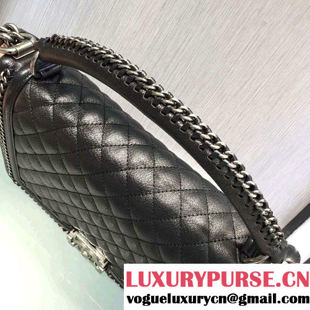 Chanel Chain Top Handle Boy Flap New Medium Bag A94804 Black 2016