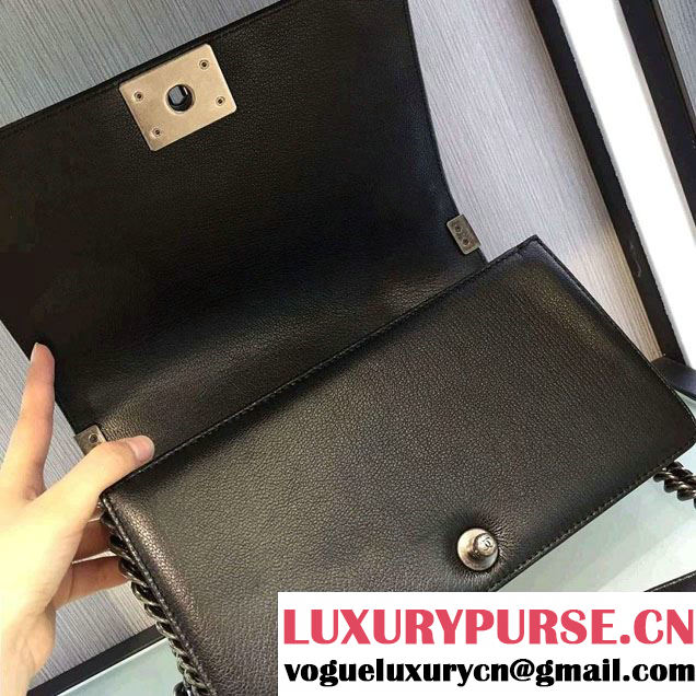 Chanel Chain Top Handle Boy Flap Medium Bag A94804 Black 2016