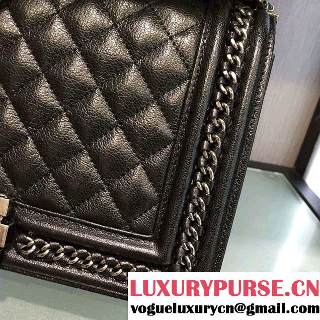 Chanel Chain Top Handle Boy Flap Medium Bag A94804 Black 2016