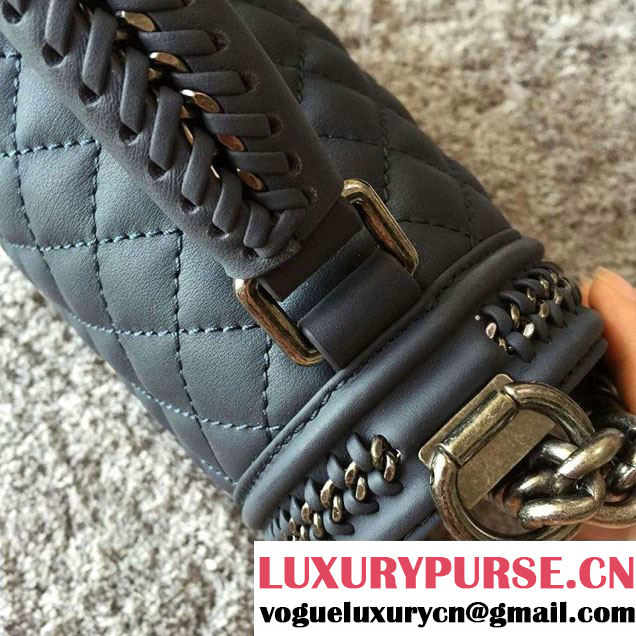 Chanel Chain Top Handle Boy Flap Medium Bag A94804 Blue Gray 2016