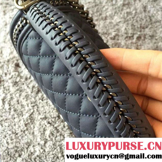 Chanel Chain Top Handle Boy Flap Medium Bag A94804 Blue Gray 2016