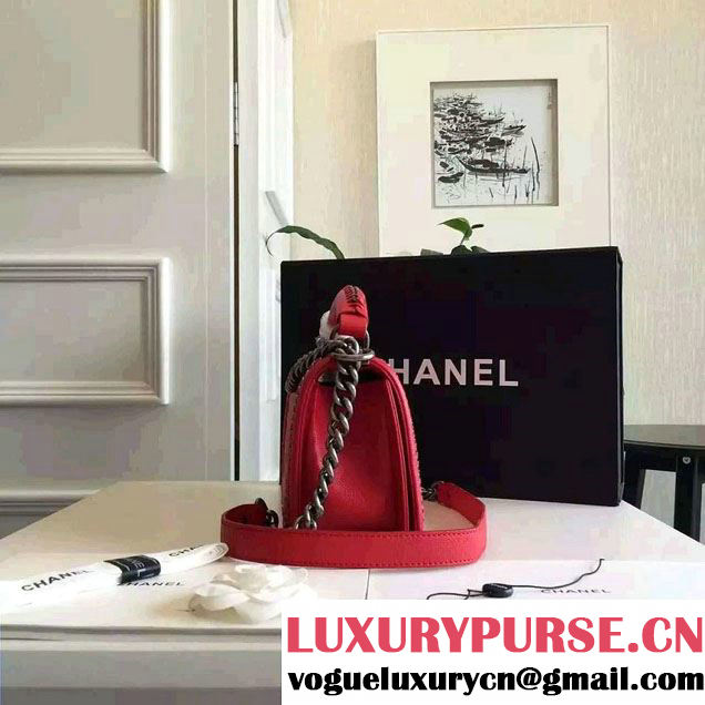 Chanel Chain Top Handle Boy Flap Medium Bag A94804 Red 2016