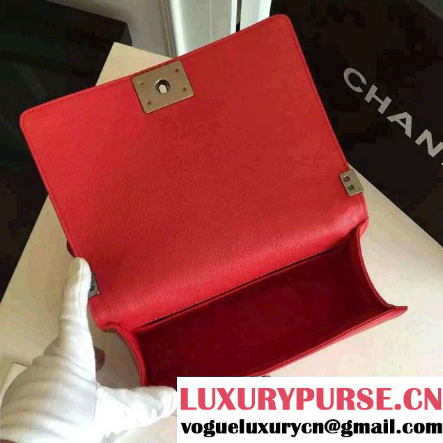 Chanel Chain Top Handle Boy Flap Medium Bag A94804 Red 2016