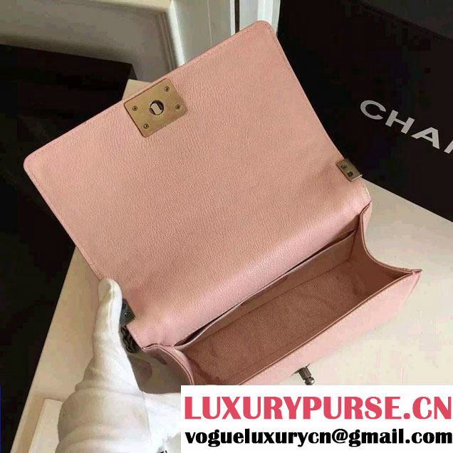 Chanel Chain Top Handle Boy Flap Medium Bag A94804 Nude Pink 2016