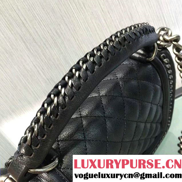 Chanel Chain Top Handle Boy Flap Small Bag A94804 Black 2016