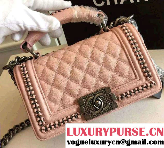 Chanel Chain Top Handle Boy Flap Small Bag A94804 Nude Pink 2016