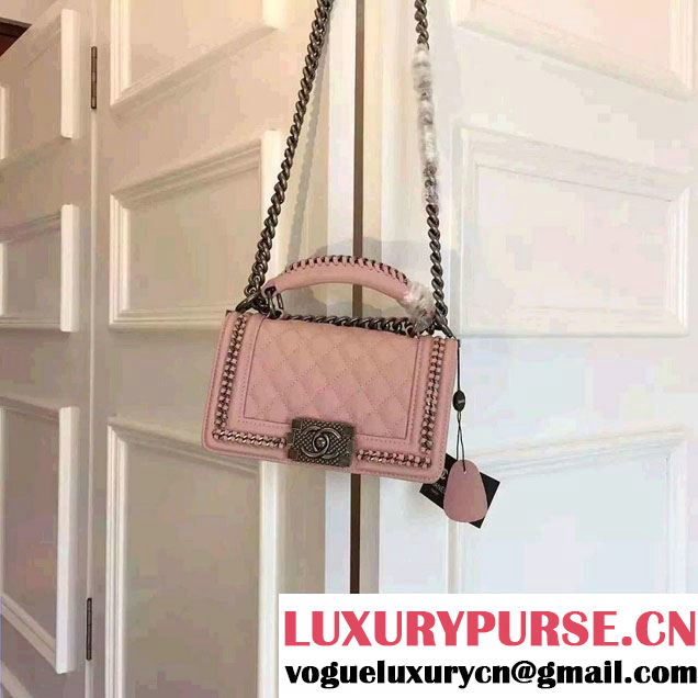 Chanel Chain Top Handle Boy Flap Small Bag A94804 Nude Pink 2016