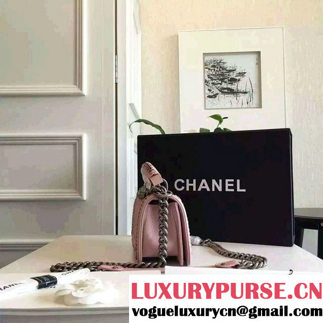 Chanel Chain Top Handle Boy Flap Small Bag A94804 Nude Pink 2016