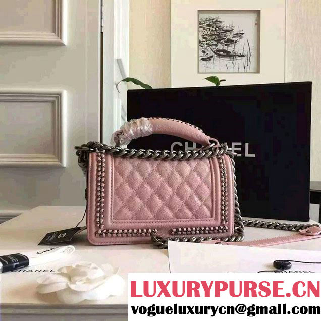 Chanel Chain Top Handle Boy Flap Small Bag A94804 Nude Pink 2016