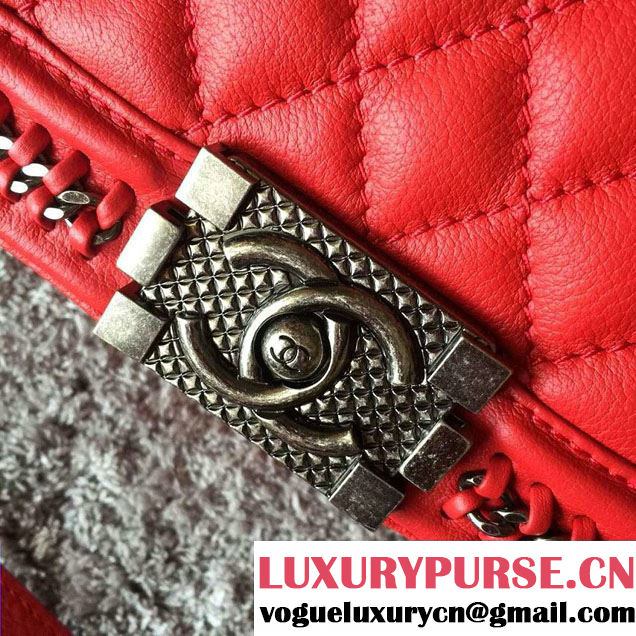 Chanel Chain Top Handle Boy Flap Small Bag A94804 Red 2016