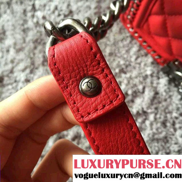 Chanel Chain Top Handle Boy Flap Small Bag A94804 Red 2016