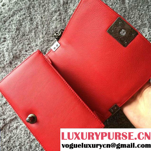 Chanel Chain Top Handle Boy Flap Small Bag A94804 Red 2016