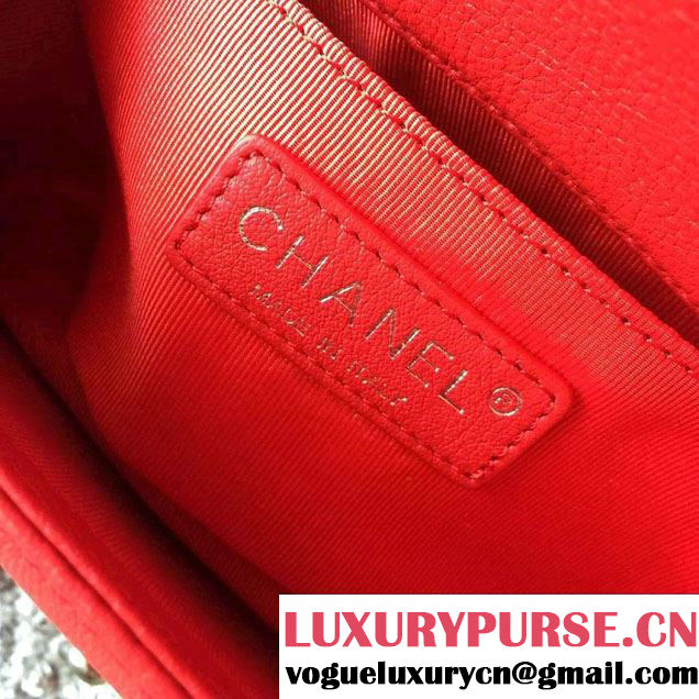 Chanel Chain Top Handle Boy Flap Small Bag A94804 Red 2016