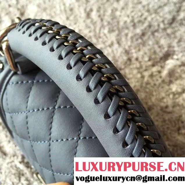 Chanel Chain Top Handle Boy Flap Small Bag A94804 Blue Gray 2016