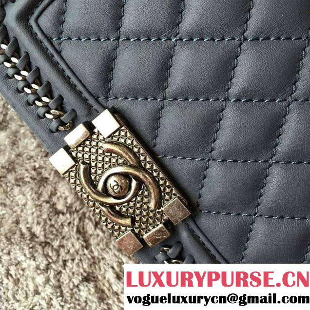 Chanel Chain Top Handle Boy Flap Small Bag A94804 Blue Gray 2016