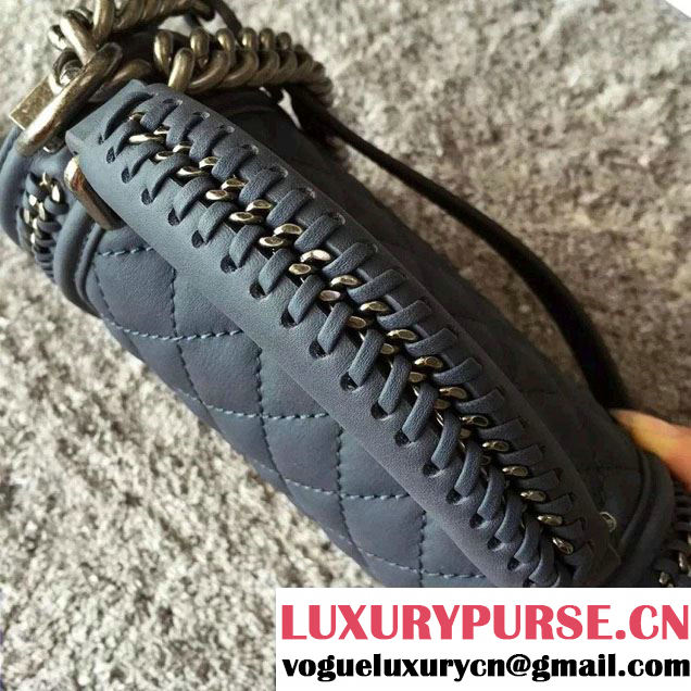 Chanel Chain Top Handle Boy Flap Small Bag A94804 Blue Gray 2016