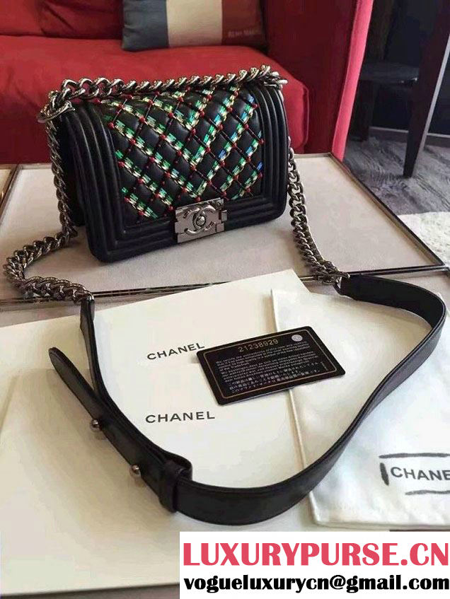 Chanel Lambskin Sequins Diamond Embroideries Boy Flap Small Bag 2016