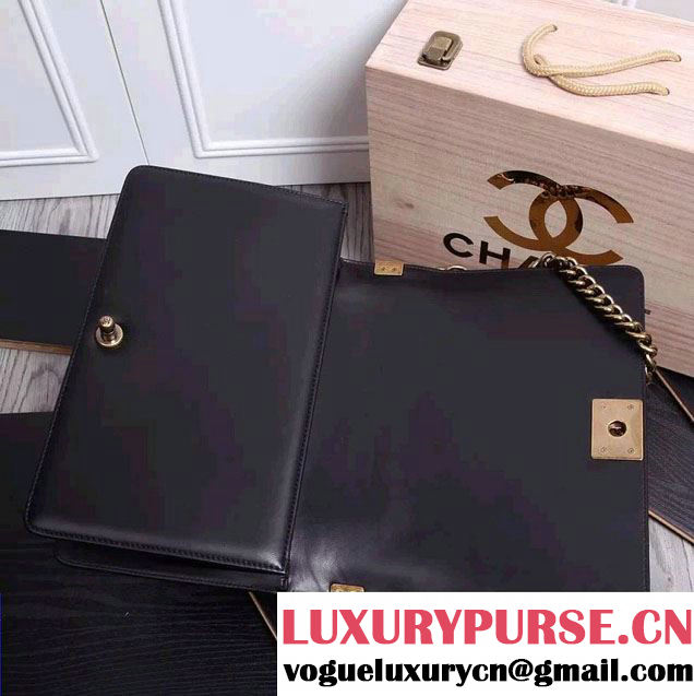 chanel original quality black sheepskin new le boy bag with golden hardware