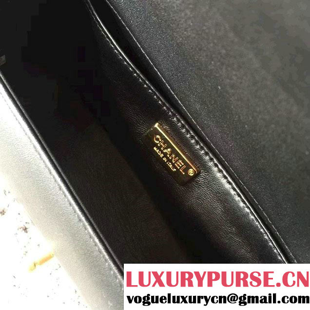 Chanel Python Chain Top Handle medium Boy Flap Bag A94804 Black with GHW