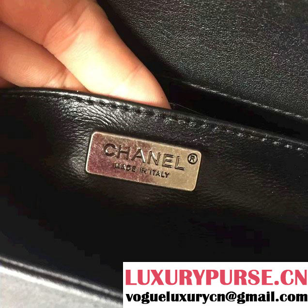 Chanel Python Chain Top Handle Boy Flap Medium Bag A94804 Black/Red 2016