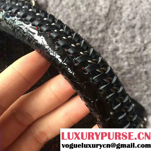 Chanel Python Chain Top Handle Boy Flap Medium Bag A94804 Black/Red 2016