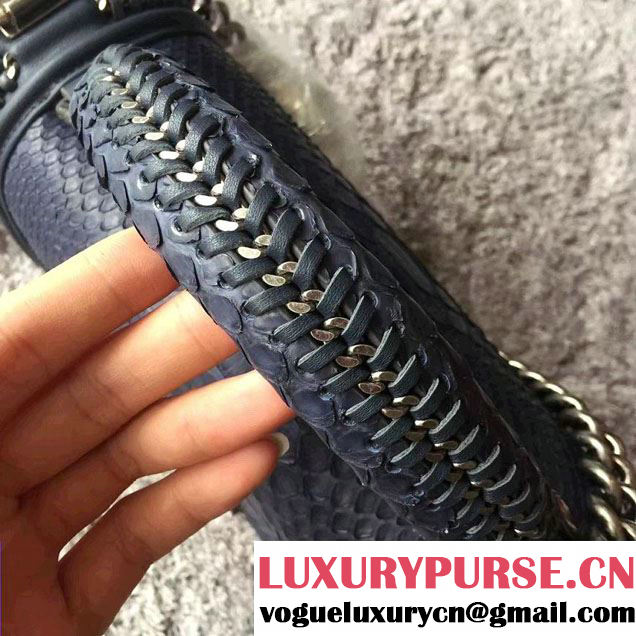 Chanel Python Chain Top Handle Boy Flap Medium Bag A94804 Gray 2016