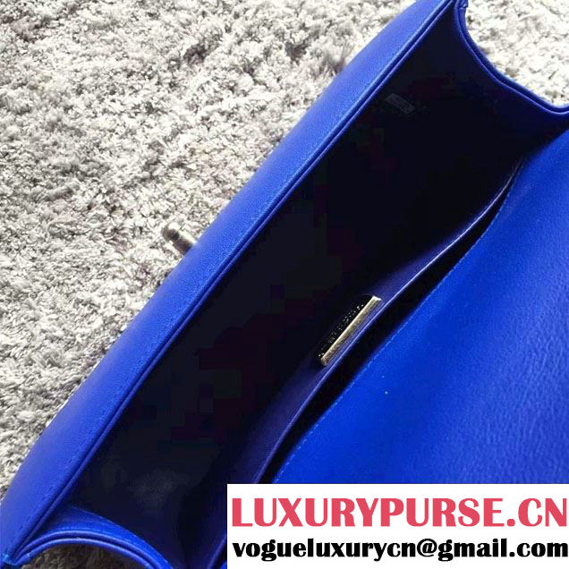 Chanel Python Chain Top Handle Boy Flap Medium Bag A94804 Blue 2016