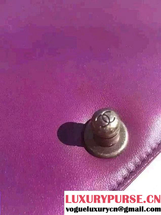 Chanel Velvet Medium Boy Flap Shoulder Bag Purple