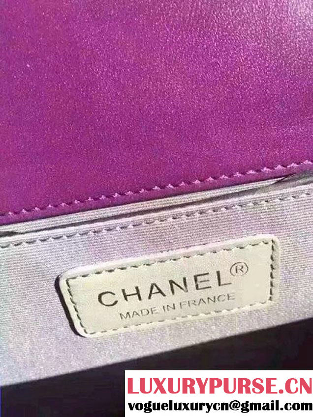 Chanel Velvet Medium Boy Flap Shoulder Bag Purple