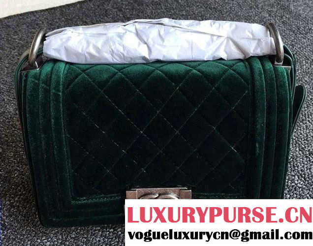 Chanel Velvet Small Boy Flap Shoulder Bag Green