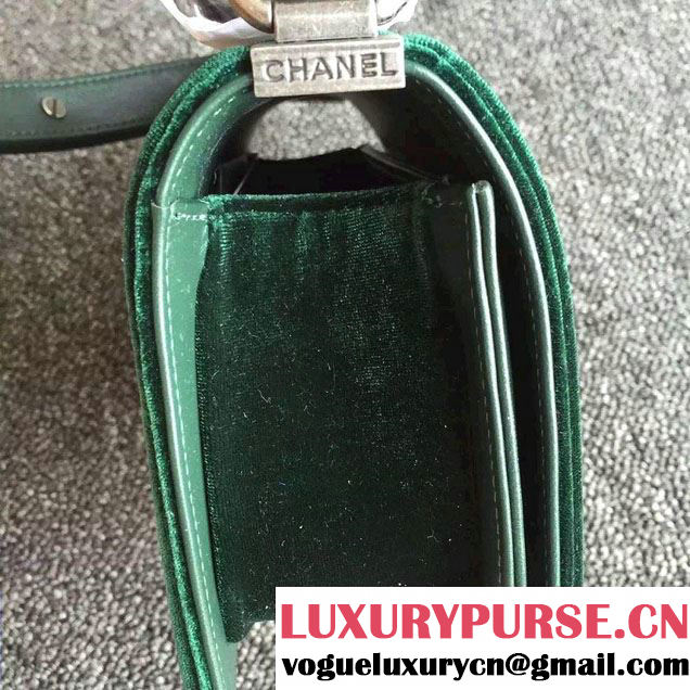 Chanel Velvet Small Boy Flap Shoulder Bag Green