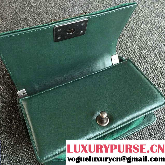 Chanel Velvet Small Boy Flap Shoulder Bag Green