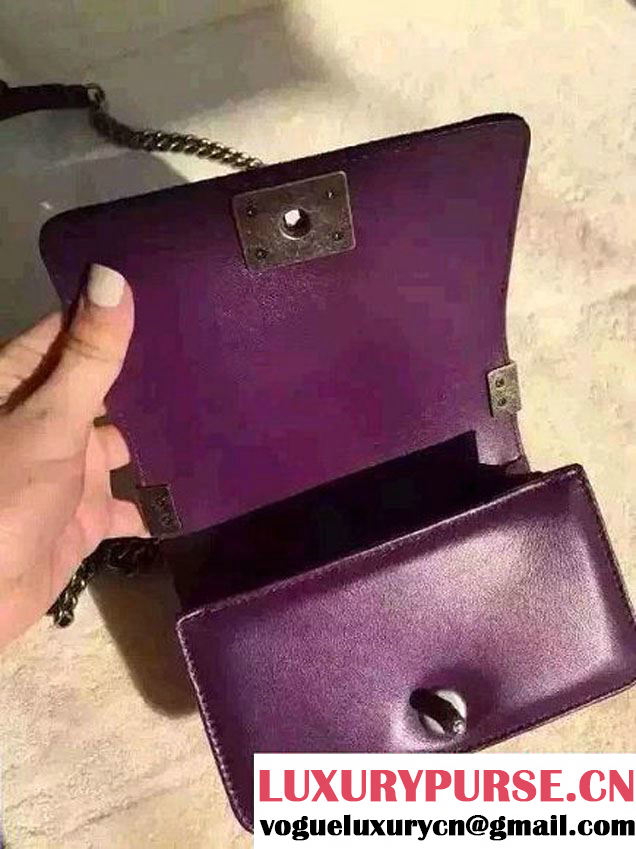 Chanel Velvet Mini Boy Flap Shoulder Bag Purple