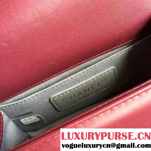 Chanel Velvet Mini Boy Flap Shoulder Bag Red